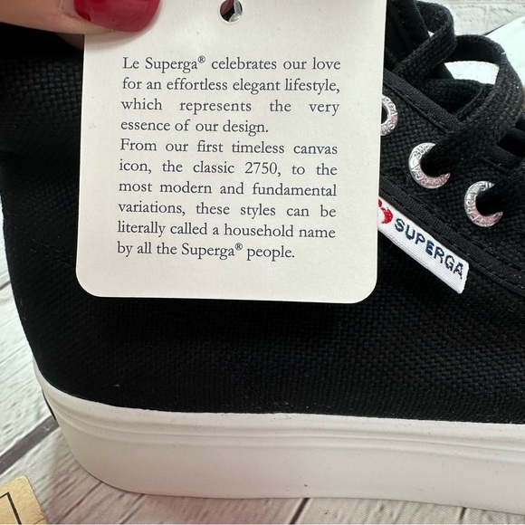 NWT superga 2708 black white platform high top sz 9 streetwear classic womens - Picture 10 of 10
